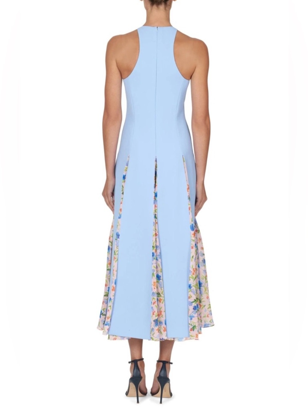 CAROLINA HERRERA SLEEVELESS HALTER GODET MIDI DRESS LAKE BLUE size 6 NEW - Picture 6 of 15